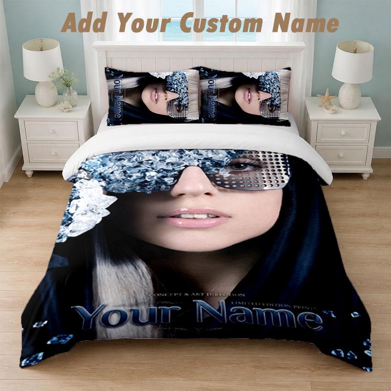 Bedding Set 1 Duvet Cover 2 Pillowcases Lady Gaga Print Soft Bed Linen Bedroom Decor