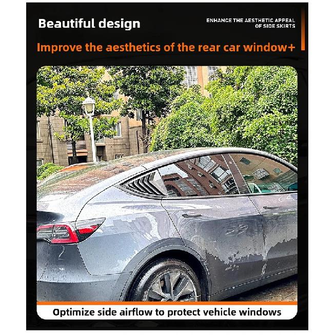 2PCS Side Window Louver Cover Sport Style For Tesla Model 3 Y Juniper Highland 2025-2020 2026 Rear Window Spoiler Shutter Cover