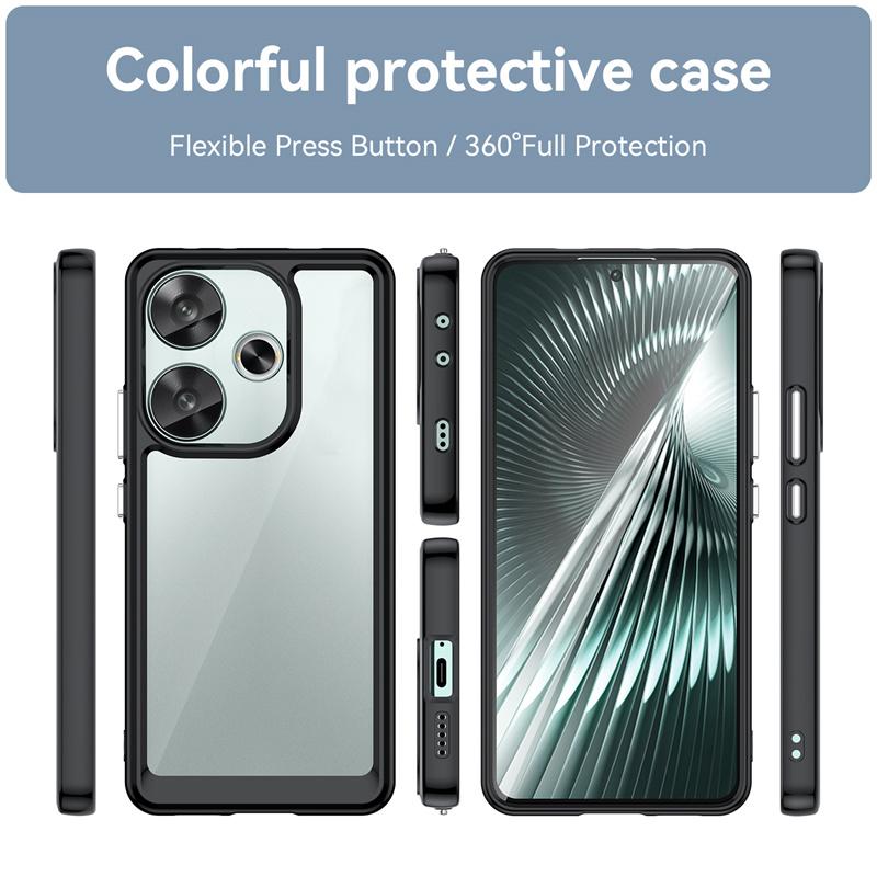 Transparentní barevné pouzdro TPU pro Xiaomi Poco F6 Pro M6 X6 X5 F5 4G 5G Ochranný krycí rámeček Funda Coque Shell Capa