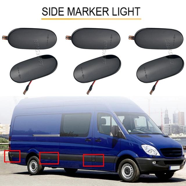 6 X LED Dynamic Side Marker Turn Signal Lights Indicator Lamp For VW Crafter 2006-2016 for Mercedes-Benz Sprinter W906 2006-2018
