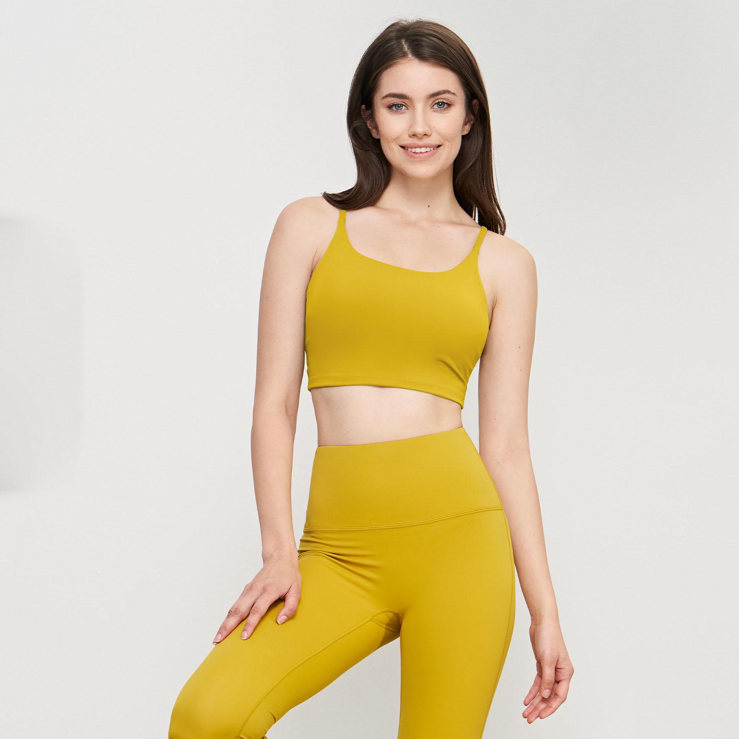 

Женский бюстгальтер на бретельках, беспроводной бюстгальтер, собранное нижнее белье с эффектом пуш-ап, удобный топ на бретельках, бюстгальтер, летний спортивный жилет для йоги 4 жёлтый