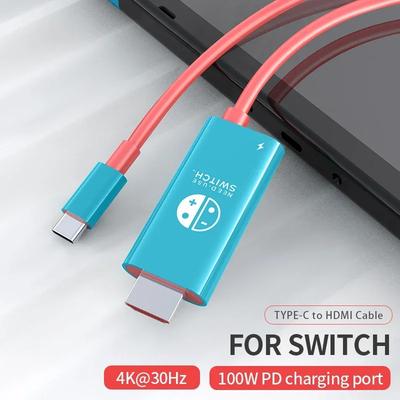 4K/1080P Type C To HDMI Cable with 100W PD Charging - Plug & Play for Nintendo Switch MacBook Laptop Tablet Mobile Phone