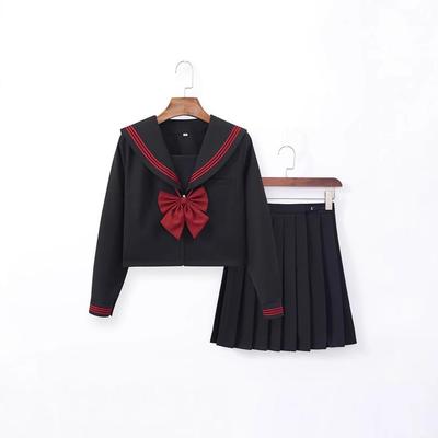 Japanese Academy Style Red Sailor Suit Pleated Skirt Set
