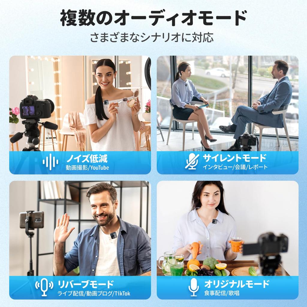 Inochi no Megumi Wireless Lavalier Microphone Ultra-Compact Dual Use 360° Sound Pickup USB-C Noise Reduction 50m Range Charging Case Compatible with
