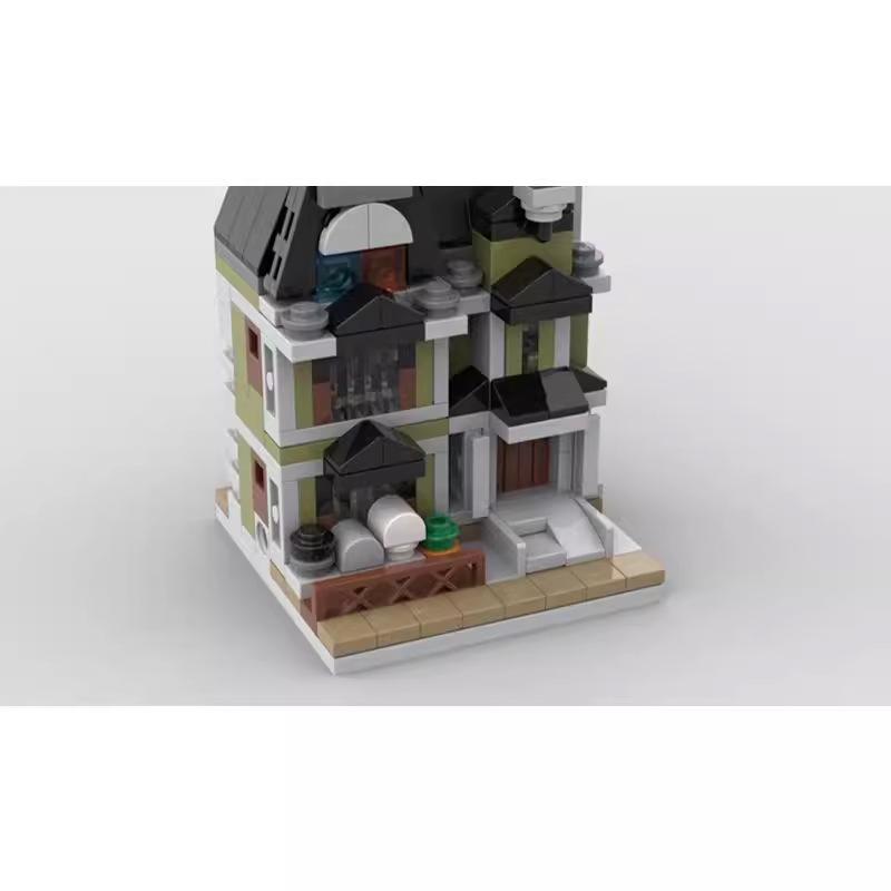 MOC-107172 Mini Building Street View Compatible Building Blocks Playground Haunted House Puzzle Assembly Building Model Toy