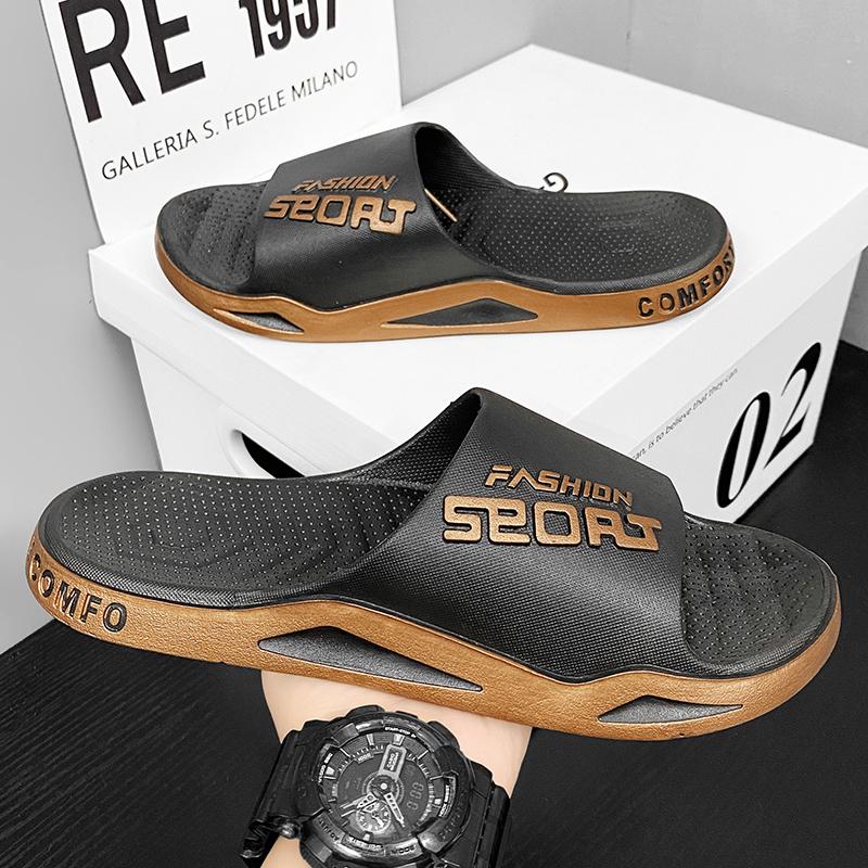 Fashion Men's Slippers PVC Soft Sole Non-slip Slides Casual Outdoor Beach Flip Flops Home Bathroom Couples Slippers New Sandal