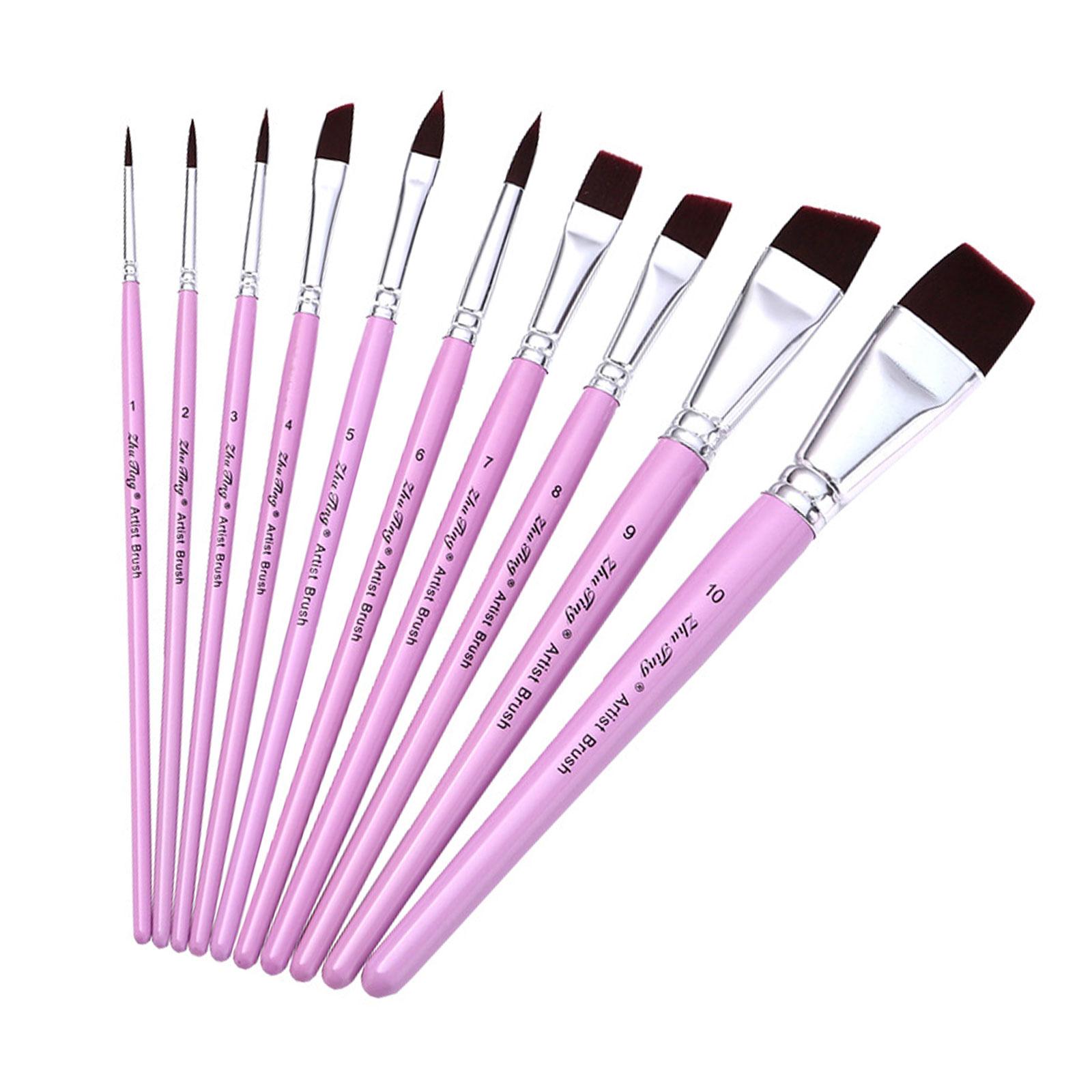 

10x набор кистей для рисования маслом, кисти для акварели, нейлоновые кисти для рисования волос, кисти для рисования деталей лица A