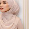 Newest Shimmer Crinkle Chiffon Hijab Shawl Headwraps Women Solid Color Muslim Hijab Foulard Head Scarf Malaysia Turban Headband