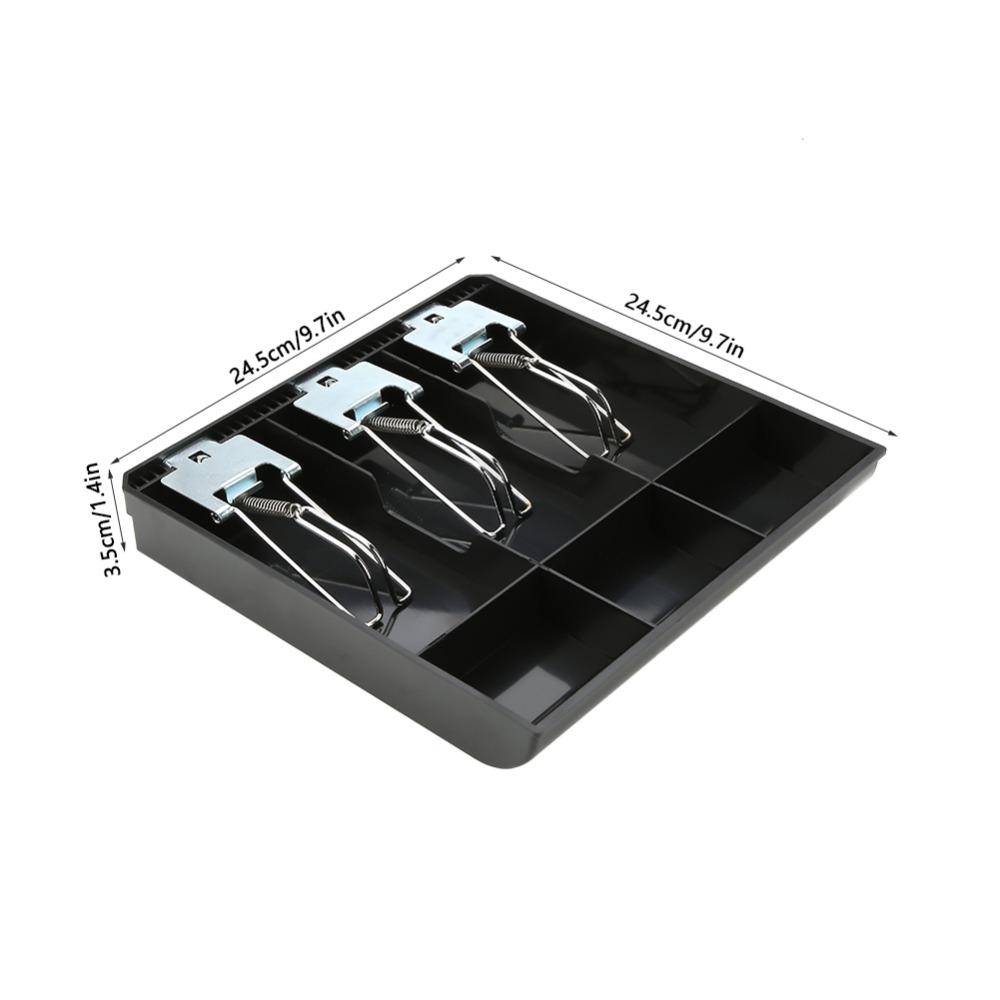 Black ABS Plastic Cash Register Insert Tray Metal Clip Money Tray Cash Drawer Insert Tray  Store