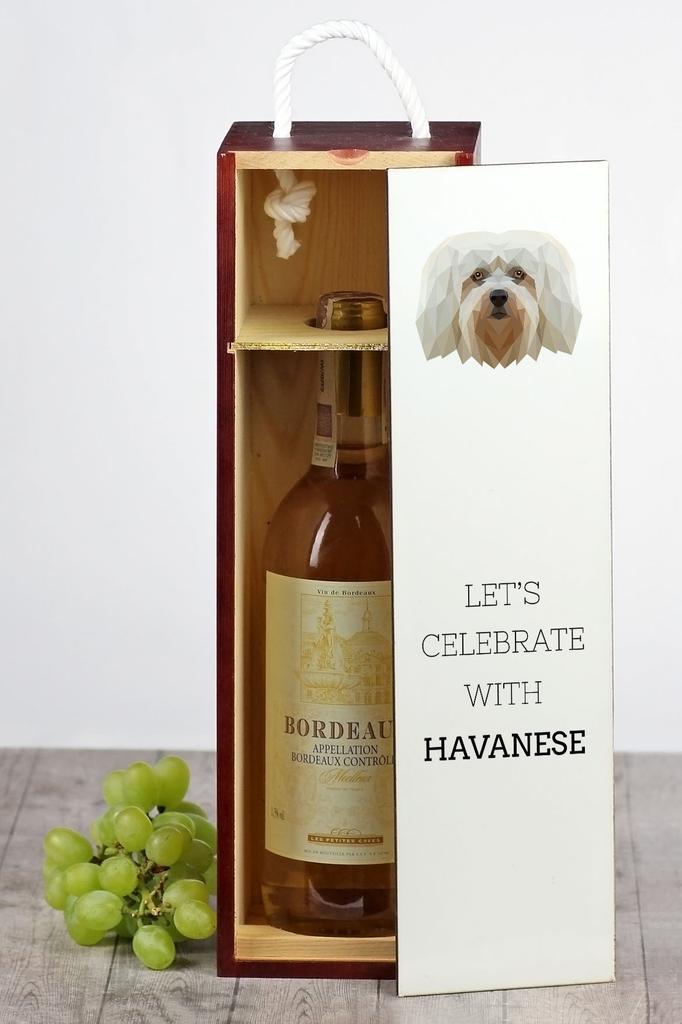 Hawańczyk, Havanese - Geometryczne Pudełko Ze Zdjęciem I Napisem Na Wino Marki Art-Dog