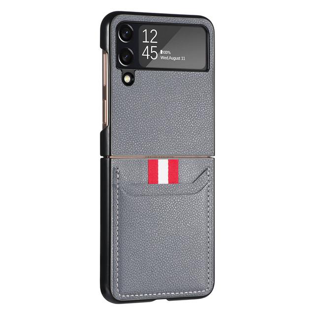 Non -Slip Card Pocket Portable Leather Case For Samsung Galaxy Z Flip4 Flip 4 Flip3 Flip 4 Zflip4 5g Mobile Phone Accessories