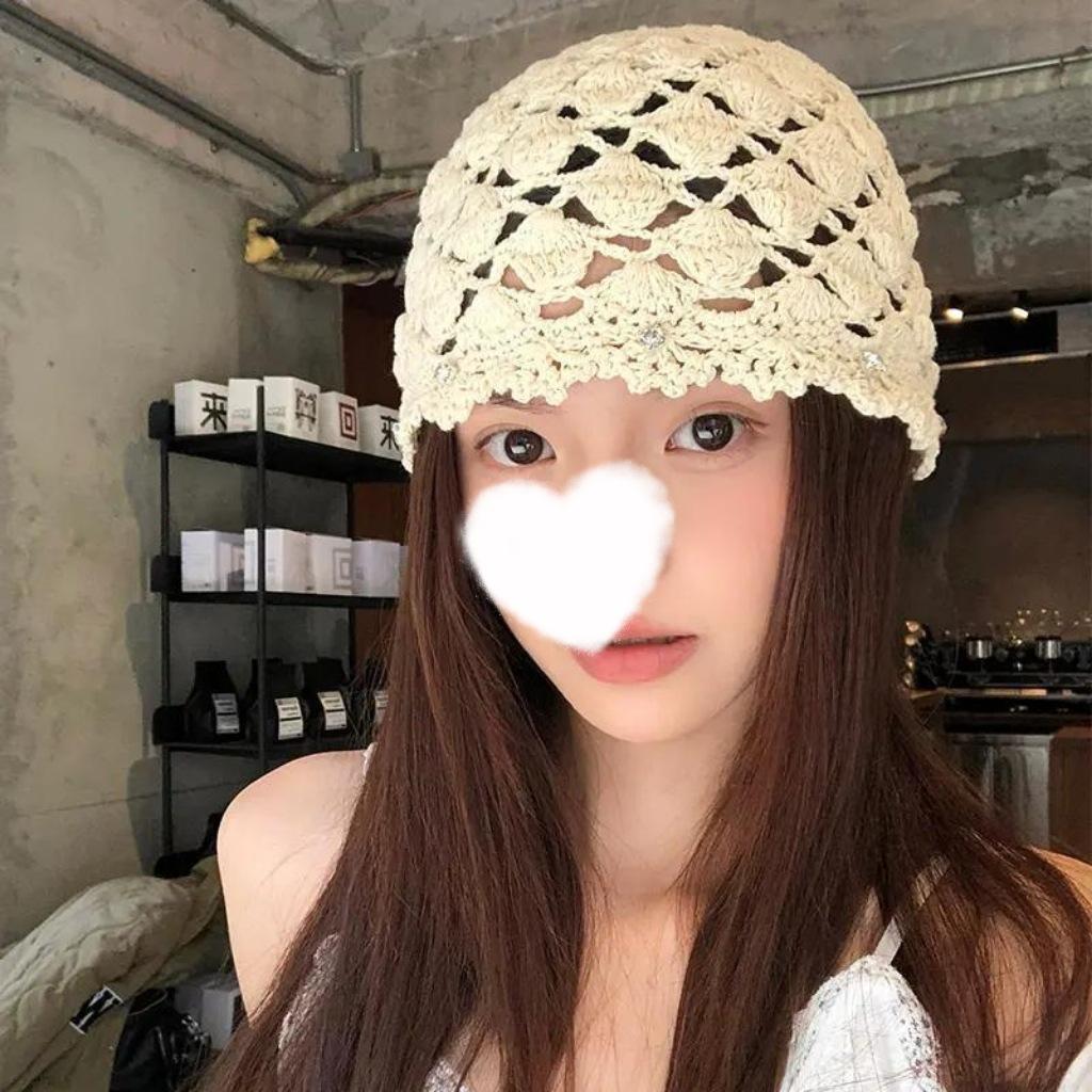 Handmade Hats Stacked Thin New Woven Hollow Retro Knitted Literary Bag Head Wool Hat Women