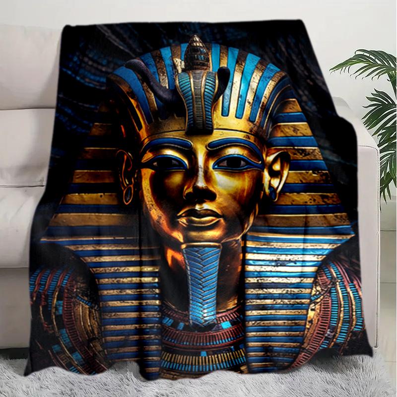 1PC Egyptian theme printed blanket, all season lightweight home office outdoor nap multifunctional blanket A2