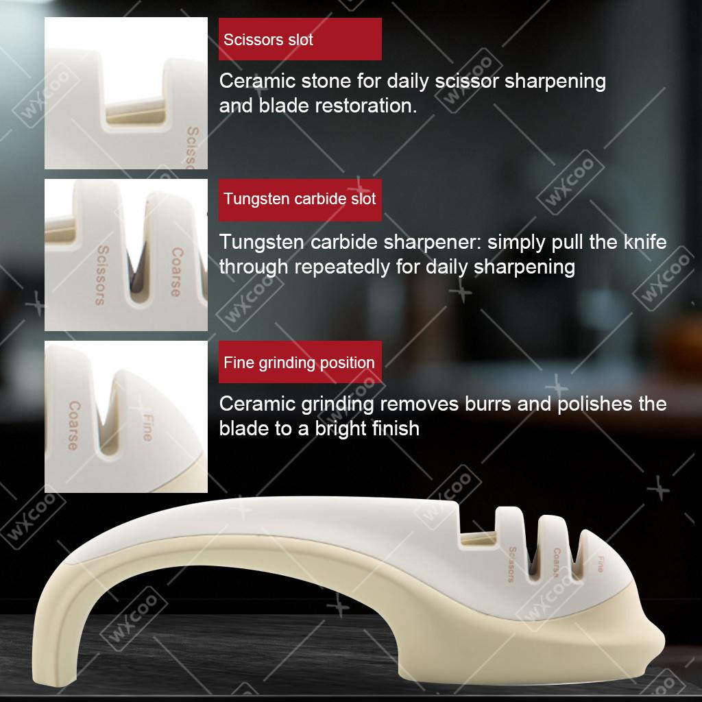 Handheld 3 Stage Knife Sharpener for Kitchen Knife Scissor Sharpening Tools Coarse Fine Grinding To Repair Restore Polish Blades