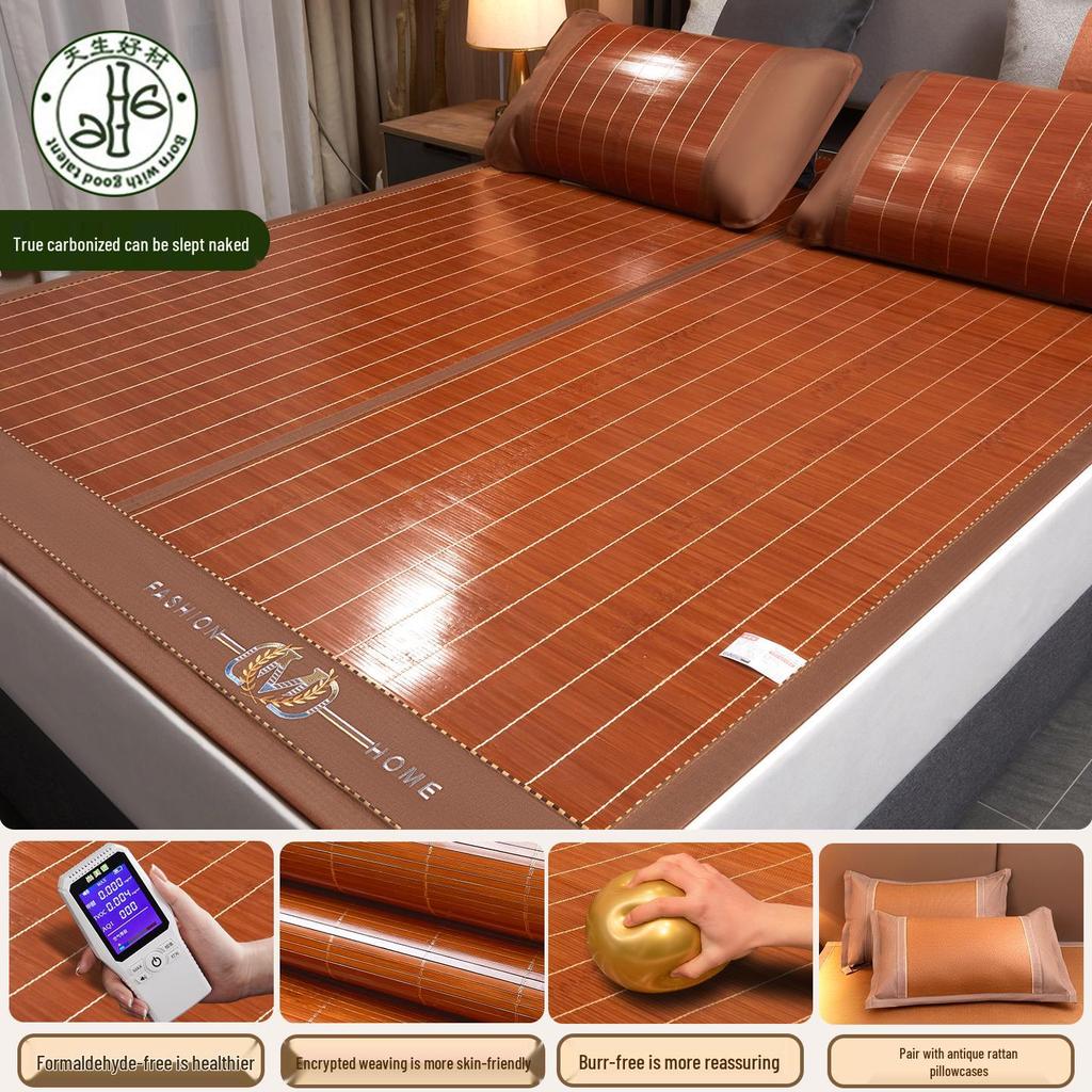 Double-Sided Bamboo & Ice Silk Mat, Foldable for Summer & Winter, Single Person Dormitory Mat with Free Shipping