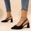 Scarpe décolleté a punta taglia forte da donna Primavera Estate 2025 Tacco quadrato dorato Sandali slingback con cinturino posteriore Scarpe eleganti da donna Tacco alto
