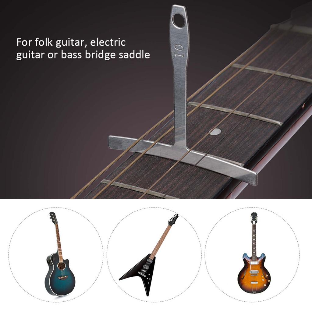 9Pcs Guitar Radius Gauge Stainless Steel T Shape Ruler Fingerboard Measurement Luthier Tool(Silver )
