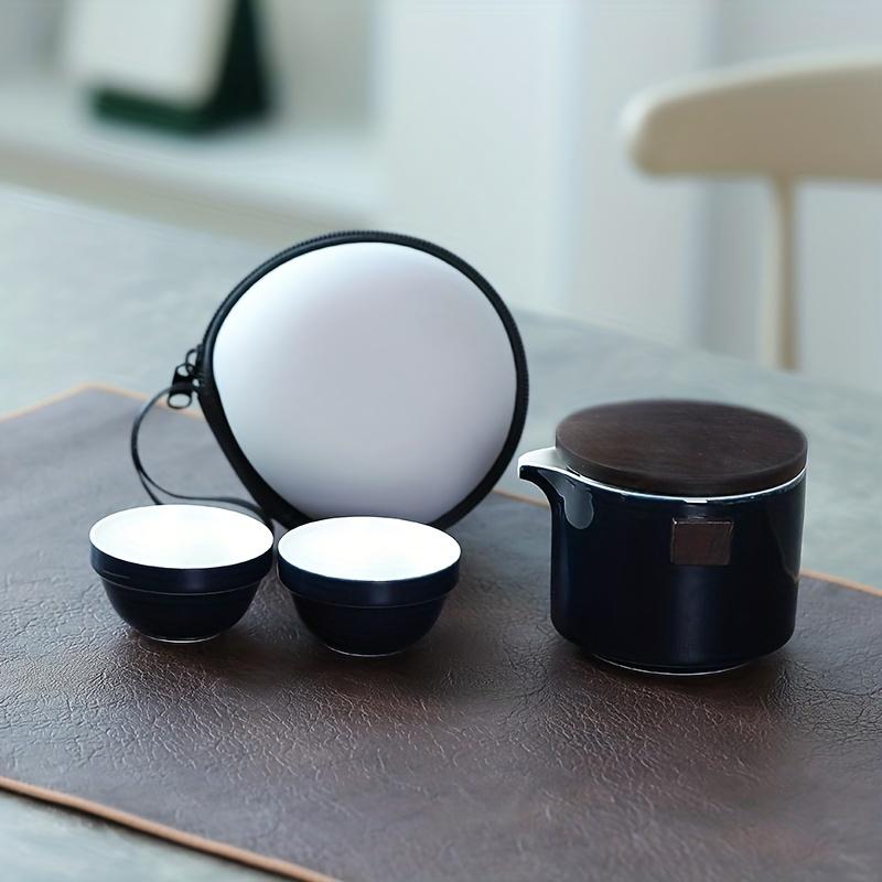 1 Set Reise Tee-Set Porzellan Tee-Set Kungfu Tee-Sets Mit 1 Teekanne (mit Sieb) 4 Teetassen Teekanister Aufbewahrungstasche Alles in einem Geschenk für Picknick O