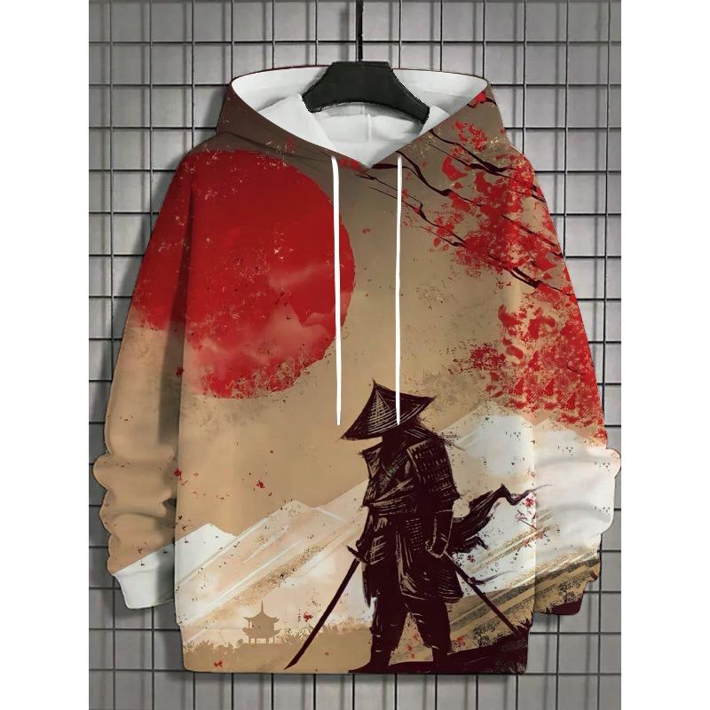 

2025 Осень Мужская 3D Японский Самурай Принт Толстовка Мужская и Женская Повседневная Мода Мужская Толстовка Уличная Мужская Топы 6XL