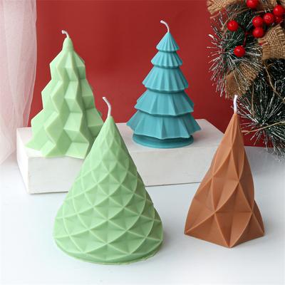 Geometrischer Weihnachtsbaum Silikon Kerzenform Gedrehte Welle Geometrische Form Gips Kerzenherstellung Weihnachten Heimdekoration