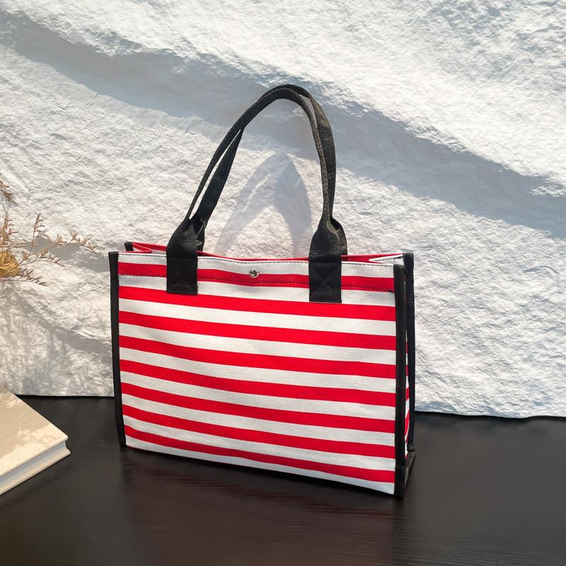 Fashionable Large Capacity Tote Bag For Women In Black Red And Blue Stylish Canvas Design