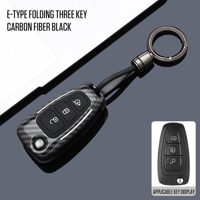 Carbon Fiber ABS Car Key Case Cover For Ford Fiesta Ranger C-Max S-Max Focus 3 4 Galaxy Mondeo Transit Tourneo Custom MK3 MK4