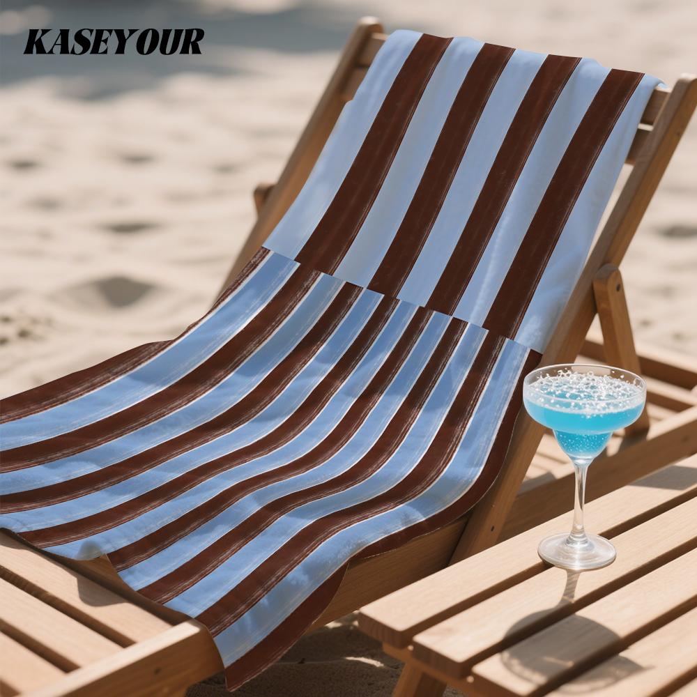 Cafe & Sky Stripes Oversized Microfiber Beach Towel Sand Proof Quick Dry, Absorbent for Swimming Pool Travel Camping