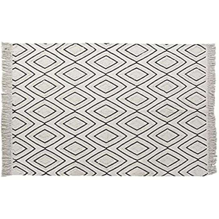 Koberec - DKD Home Decor - Standardní - Bílý a Černý - Polyester a Bavlna - 120x190 cm