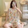 Anti-bumping Pajamas Women's Summer Ultra-thin Cotton and Silk Summer Vest Shorts Sleeveless Set Cool Cotton Silk Loungewear
