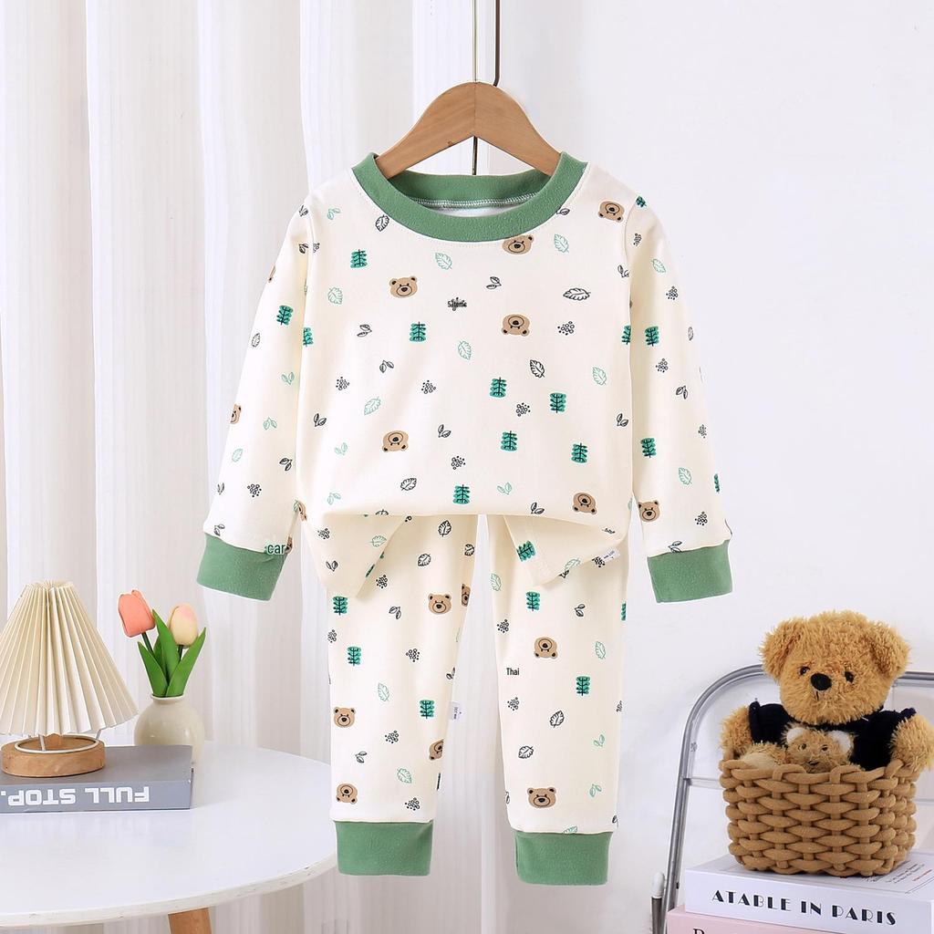 Children's Warm Long Johns Set - Two-Piece Pajamas for Small & Medium Kids, Ideal for Autumn and Winter.