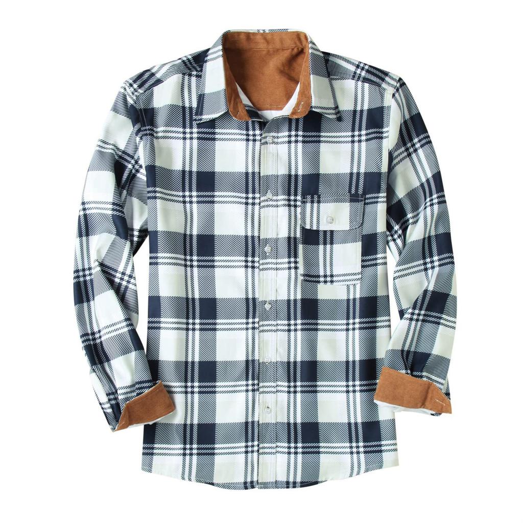 Mens Button Down Shirt Casual Flannel Plaid Slim Fit Long Sleeve Spread Collar Lightweight Tops