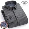 Men's Long Sleeve Cotton Plaid Shirt with Velvet Lining