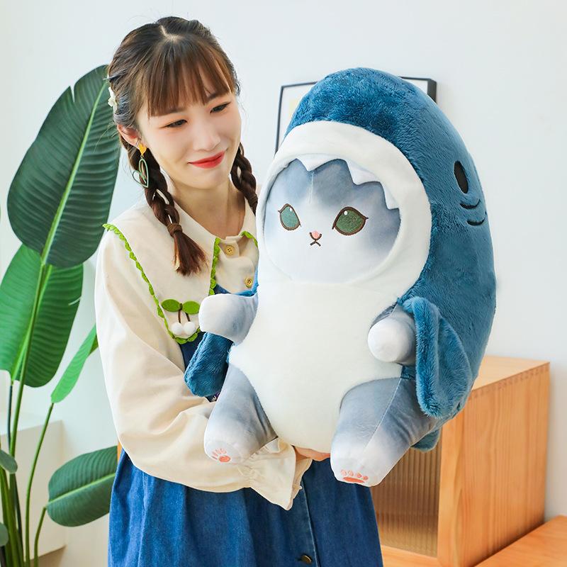 Shark cat doll cute cute shark cat throw pillow girl gift plush toy