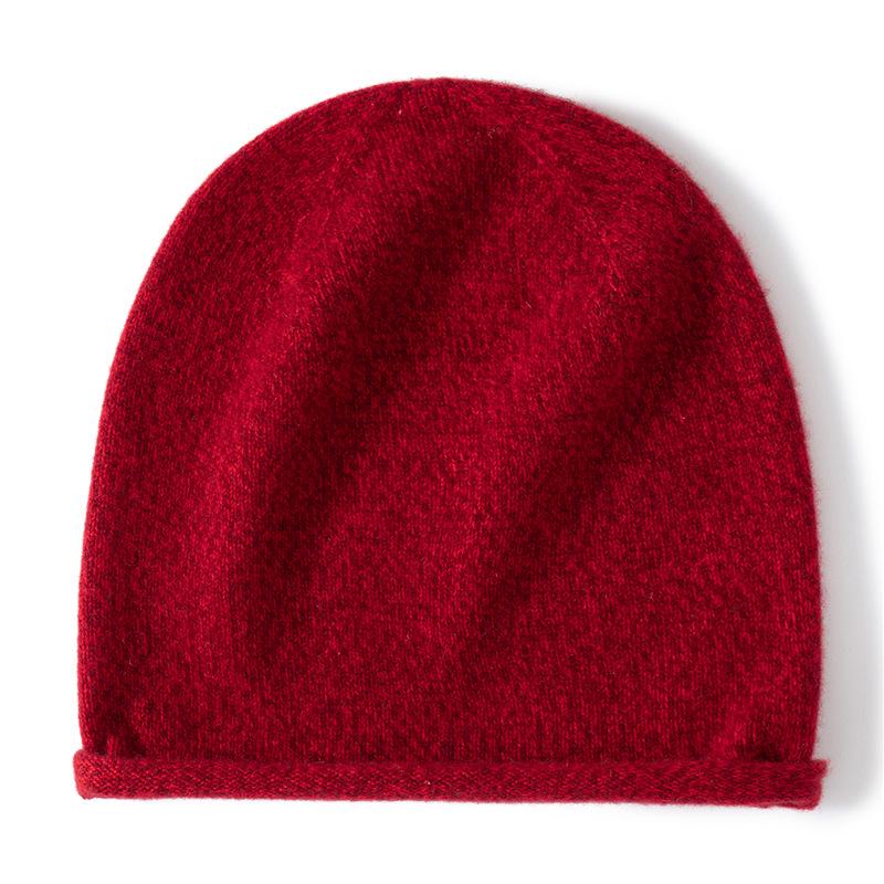 Women's 100% Pure Cashmere Autumn/Winter Versatile Knit Hat - Solid Color, Warm & Stylish