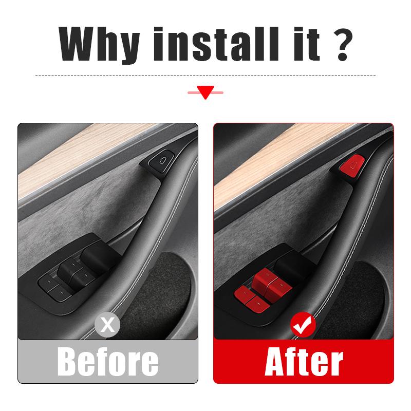 For Tesla Model 3 Y 2024 2025 Car Door Window Glass Lifter Switch Button Trim Cover Protective Accessories