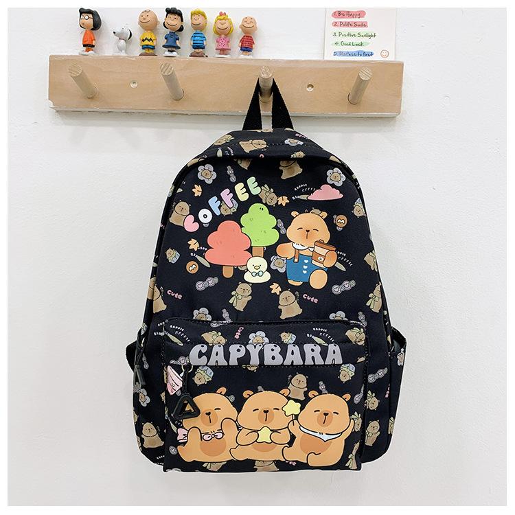 

School bag new bag kapibara cute cartoon casual school bag men s and women s children s school bag чорний