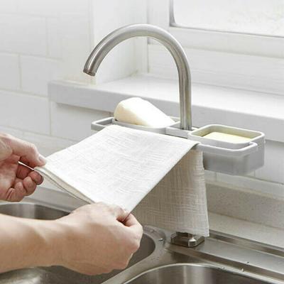 Küchenspüle, Wasserhahn, Schwamm, Seife, Tuch, Abflussregal, Aufbewahrungsorganisator, Regalhalter