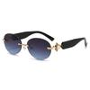 New High-End European Rimless Oval Sunglasses - Unisex UV Protection