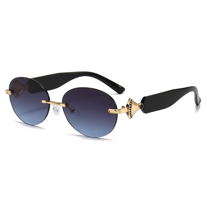New High-End European Rimless Oval Sunglasses - Unisex UV Protection
