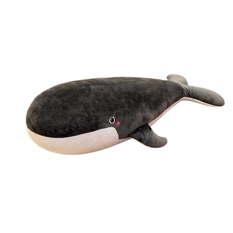 50Cm Cooling Ice Silk  Down Cotton Soft Plush Whale Stuffed Toy Aquatic Cartoon Animal Black Grey Blue Sleeping Companion Gift