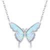 Opal Butterfly Necklace for Women Sterling Silver Dainty Cute Butterfly Charm Jewelry Delicate Pendant