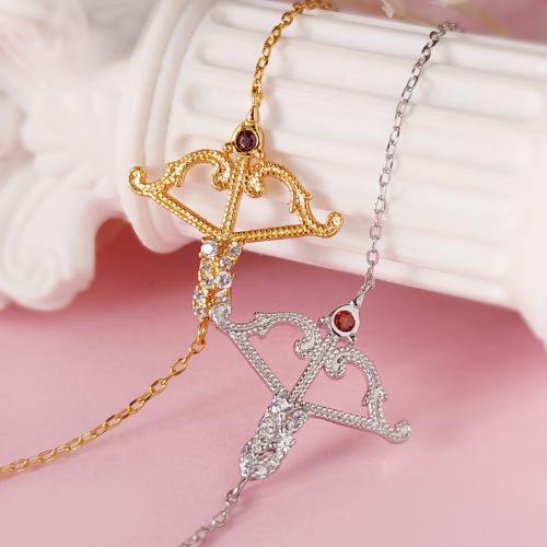 Gold, Silver Bow And Arrow Zircon Love Necklace Exquisite Hollow Design Light Luxury Fashion Style Daily Wear
