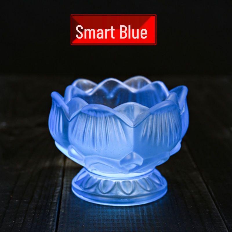 Colorful Lotus Crystal Glass Ghee Lamp Holder for Buddha Offering