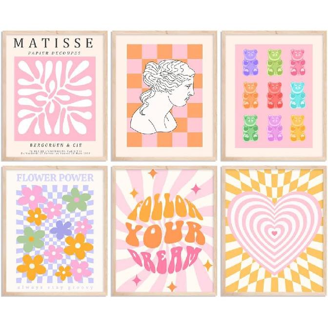 SAGUEYU Aesthetic Abstract Wall Poster Set of 6 Green Artist s Artwork Wall Art Bedroom Aesthetic Print Picture Minimalist MATISSE Decor Unframed MATISSE