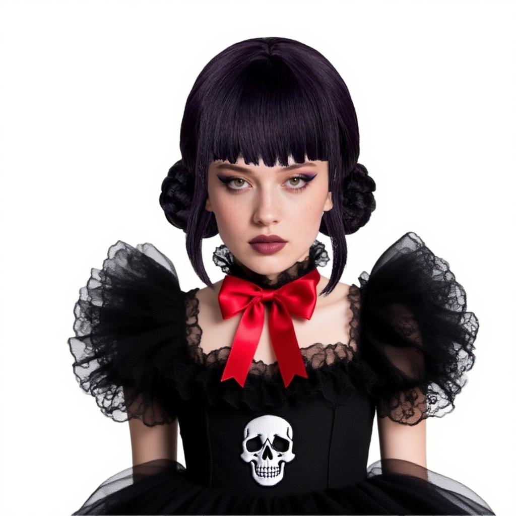 Dark Purple Neat Bangs Long Hair Short Curly Hair Bun Synthetic Short Hair Wig | Animation KPop Demon Hunters Figure Zoe Cosplay