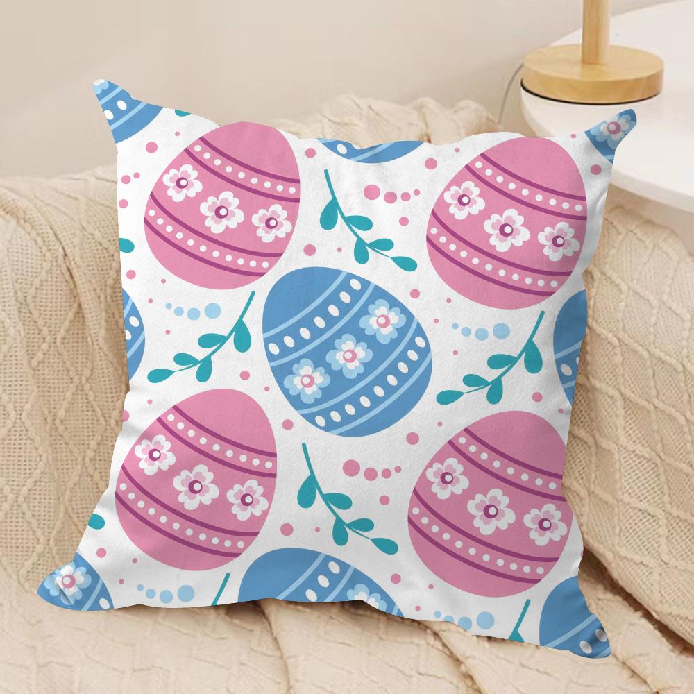 Easter Rabbit girl cute Cushion Cover Silky Short Plush Invisible Zipper Dustproof Sofa Pillow Case for Home Decor