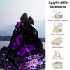 1pc Purple Butterfly & Flowers Galaxy Tapestry Wall Hanging Home Decor, Couch Throw Blanket, Outdoor Blanket .W065