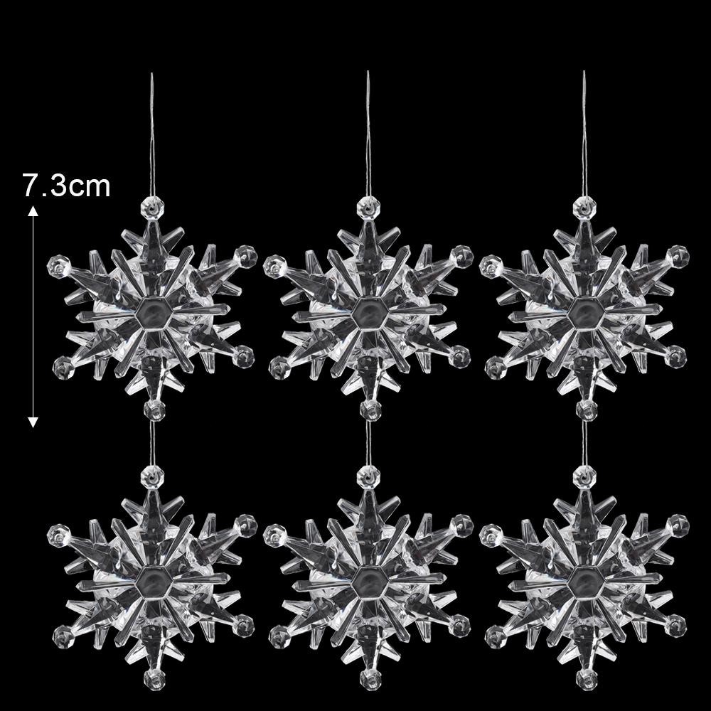

Рождественская акриловая подвеска в виде снежинки, прозрачная хрустальная снежинка, подвесные украшения для елки, сделай сам, украшение для дома на Новый год 6PCS(1set)