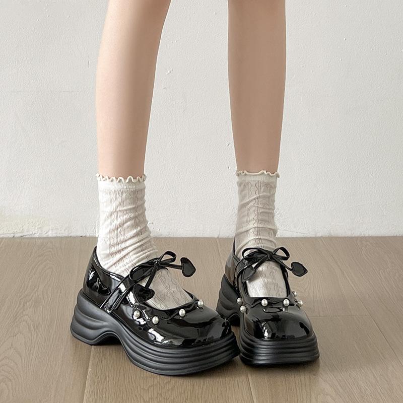 White French Versatile Platform Small Leather Shoes Women's 2025 New Summer Soft Sole Heightening Ballet Mary Jane Single Shoes