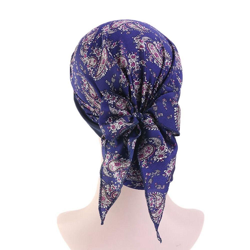 Ethnic Style Nightcap Hijab Wrap Hat Sleep Cap Elastic Hair Band Silky Bonnet Turban Cap Head Scarf
